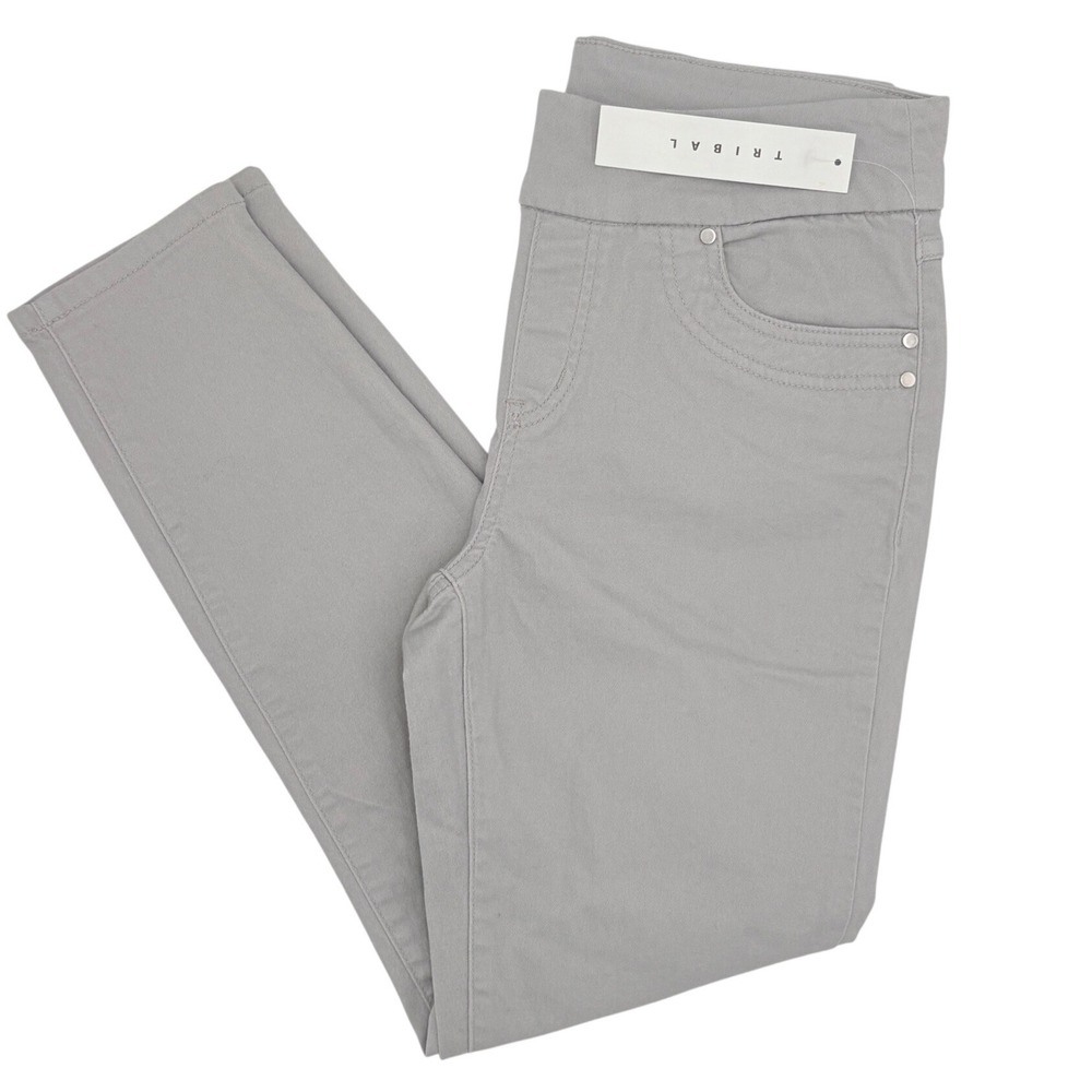 Tribal Womens Gray Pull On Stretch Ankle Pants Slim Leg Size 14 NWT